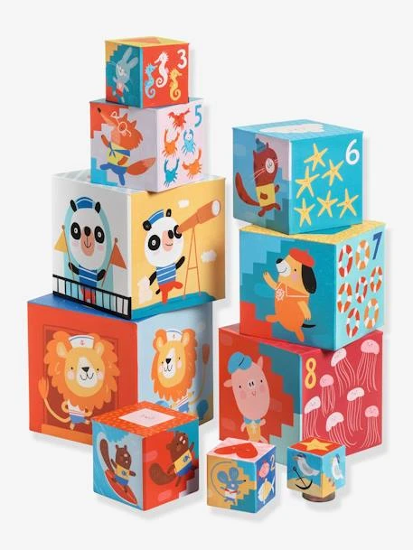 10 Cubes Plage DJECO Bleu - Djeco 1 10 Cubes Plage DJECO Bleu - Djeco