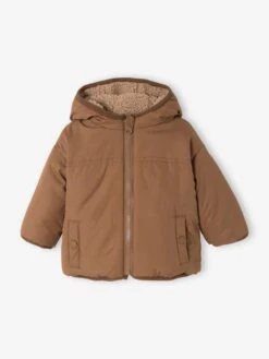 Blouson Réversible Bébé Avec Capuche Beige - Vertbaudet -Vertbaudet Soldes Magasin blouson reversible bebe avec capuche 1
