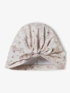 Bonnet Esprit Turban Bébé Fille En Maille Imprimée Beige Poudré - Vertbaudet
