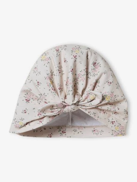 Bonnet Esprit Turban Bébé Fille En Maille Imprimée Beige Poudré - Vertbaudet 1 Bonnet Esprit Turban Bébé Fille En Maille Imprimée Beige Poudré - Vertbaudet