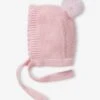 Bonnet Forme Capuche à Pompon Bébé Fille Rose - Vertbaudet
