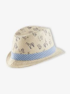 Borsalino Aspect Paille Garçon Naturel Imprimé - Vertbaudet -Vertbaudet Soldes Magasin borsalino aspect paille garcon 2