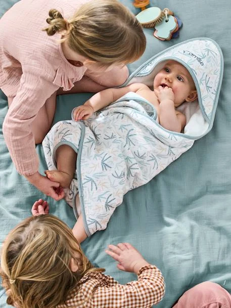 Cape De Bain Bébé En éponge Et Gaze De Coton SOUS L'OCÉAN Blanc - Vertbaudet 2 Cape De Bain Bébé En éponge Et Gaze De Coton SOUS L'OCÉAN Blanc - Vertbaudet – Image 2