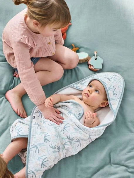 Cape De Bain Bébé En éponge Et Gaze De Coton SOUS L'OCÉAN Blanc - Vertbaudet 3 Cape De Bain Bébé En éponge Et Gaze De Coton SOUS L'OCÉAN Blanc - Vertbaudet – Image 3