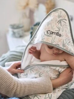 Cape De Bain Bébé En éponge Et Gaze De Coton SOUS L'OCÉAN Blanc - Vertbaudet