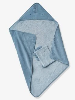Cape De Bain Bébé En Gaze De Coton + Gant De Toilette PETIT DINO Vert - Vertbaudet -Vertbaudet Soldes Magasin cape de bain bebe en gaze de coton gant de toilette petit dino 3