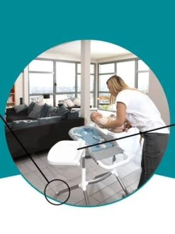 Chaise Haute Slick 2 En 1 BABYMOOV Blanc Bleu Gris - Babymoov -Vertbaudet Soldes Magasin chaise haute slick 2 en 1 babymoov 3