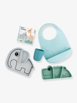 Coffret Repas 4 Pièces DONE BY DEER Goodie Box Stick&Stay En Silicone Bleu/gris/vert - Done By Deer -Vertbaudet Soldes Magasin coffret repas 4 pieces done by deer goodie box stickstay en silicone 1
