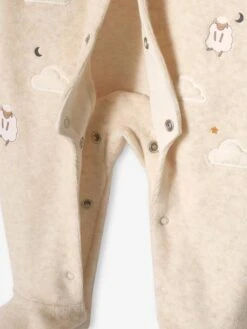 Dors-bien En Velours Bébé Ouverture Devant Beige Chiné - Vertbaudet -Vertbaudet Soldes Magasin dors bien en velours bebe ouverture devant 3