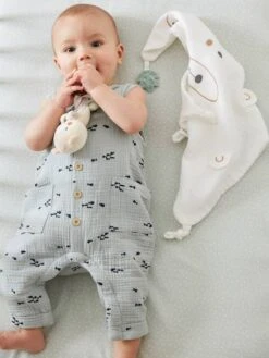 Doudou Carré + Hochet GREEN FOREST Multicolore - Vertbaudet -Vertbaudet Soldes Magasin doudou carre hochet green forest 3