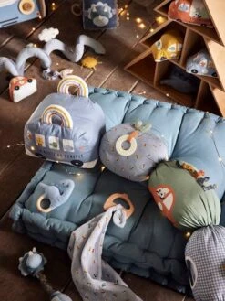 Doudou En Gaze De Coton + Hochet Bois EN VOITURE SIMON Multicolore - Vertbaudet -Vertbaudet Soldes Magasin doudou en gaze de coton hochet bois en voiture simon 3