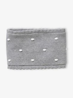 Ensemble à Pois Bonnet + Snood + Moufles Bébé Fille Gris Chiné Foncé - Vertbaudet -Vertbaudet Soldes Magasin ensemble a pois bonnet snood moufles bebe fille 2