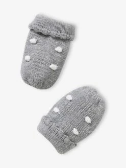 Ensemble à Pois Bonnet + Snood + Moufles Bébé Fille Gris Chiné Foncé - Vertbaudet -Vertbaudet Soldes Magasin ensemble a pois bonnet snood moufles bebe fille 3