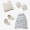 Ensemble Bonnet + Moufles + Chaussons Bébé Garçon En Maille Ajourée Beige Clair - Vertbaudet