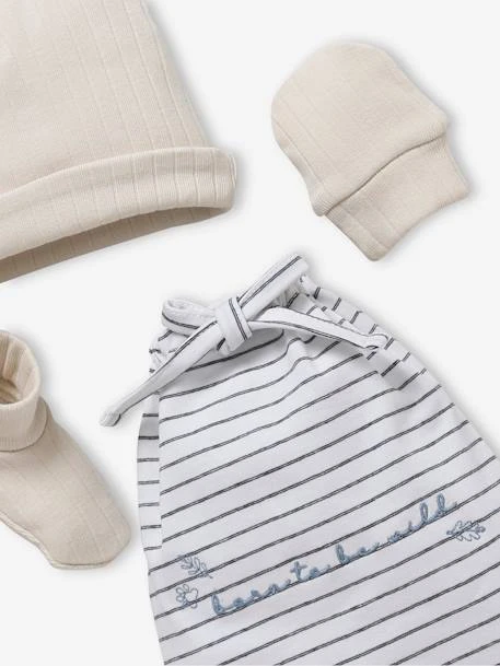 Ensemble Bonnet + Moufles + Chaussons Bébé Garçon En Maille Ajourée Beige Clair - Vertbaudet 6 Ensemble Bonnet + Moufles + Chaussons Bébé Garçon En Maille Ajourée Beige Clair - Vertbaudet – Image 6