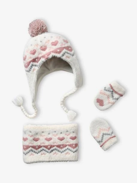 Ensemble En Maille Jacquard Bonnet + Snood + Moufles Bébé Fille écru - Vertbaudet 1 Ensemble En Maille Jacquard Bonnet + Snood + Moufles Bébé Fille écru - Vertbaudet