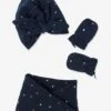 Ensemble Fille Bonnet + Snood + Gants Encre Imprimé - Vertbaudet