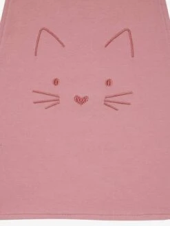 Grand Bavoir Brodé Animaux Rose Poudré/chat - Vertbaudet -Vertbaudet Soldes Magasin grand bavoir brode animaux 2