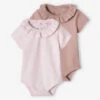 Lot De 2 Bodies Bébé Col Fantaisie Manches Courtes Ouverture Dos Lilas Poudré - Vertbaudet