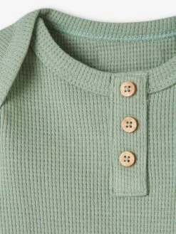 Lot De 2 Bodies Manches Longues Bébé Maille Nid D'abeille Lot Vert Tilleul Foncé - Vertbaudet -Vertbaudet Soldes Magasin lot de 2 bodies manches longues bebe maille nid dabeille 4