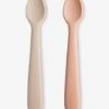 Lot De 2 Cuillères 1er âge MUSHIE En Silicone Beige + Vert - Mushie
