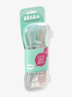 Lot De 2 Cuillères Ergonomiques D'apprentissage + Boîte De Transport BEABA Rose/gris - Beaba -Vertbaudet Soldes Magasin lot de 2 cuilleres ergonomiques dapprentissage boite de transport beaba 2