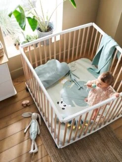 Lot De 2 Housses Pour Fond De Parc Vert + Blanc - Vertbaudet -Vertbaudet Soldes Magasin lot de 2 housses pour fond de parc 2