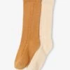 Lot De 2 Paires De Chaussettes Hautes Ajourées Bébé Fille BASICS Lot Jaune épicé - Vertbaudet
