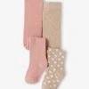 Lot De 2 Paires De Collants Bébé Coeurs Lot Rose Thé - Vertbaudet