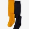 Lot De 2 Paires De Collants Bébé En Maille Ajourée Avec Torsades Lot Moutarde - Vertbaudet