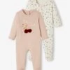 Lot De 2 Pyjamas En Molleton Bébé Ouverture Naissance Lot Rose Fumé - Vertbaudet