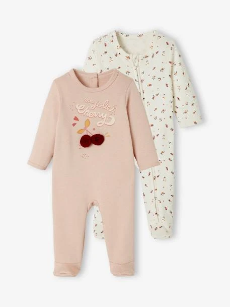Lot De 2 Pyjamas En Molleton Bébé Ouverture Naissance Lot Rose Fumé - Vertbaudet 1 Lot De 2 Pyjamas En Molleton Bébé Ouverture Naissance Lot Rose Fumé - Vertbaudet