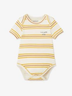 Lot De 3 Bodies Emmanchure Américaine Tigre Bébé Manches Courtes Lot Ivoire - Vertbaudet -Vertbaudet Soldes Magasin lot de 3 bodies emmanchure americaine tigre bebe manches courtes 2