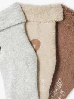 Lot De 3 Paires De Chaussettes Ourson Bébé Noisette - Vertbaudet -Vertbaudet Soldes Magasin lot de 3 paires de chaussettes ourson bebe 2