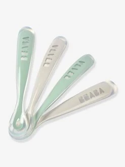 Lot De 4 Cuillères 1er âge BEABA Soft Sans BPA Bleu/gris/ocre - Beaba -Vertbaudet Soldes Magasin lot de 4 cuilleres 1er age beaba soft sans bpa 4