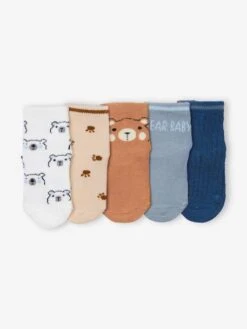 Lot De 5 Paires De Chaussettes "baby Bear" Bébé Brun - Vertbaudet
