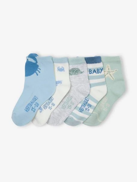 Lot De 5 Paires De Chaussettes "sea Baby" Bébé Vert D'eau - Vertbaudet 2 Lot De 5 Paires De Chaussettes "sea Baby" Bébé Vert D'eau - Vertbaudet – Image 2