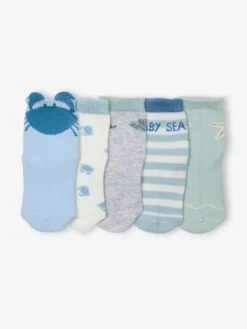 Lot De 5 Paires De Chaussettes "sea Baby" Bébé Vert D'eau - Vertbaudet