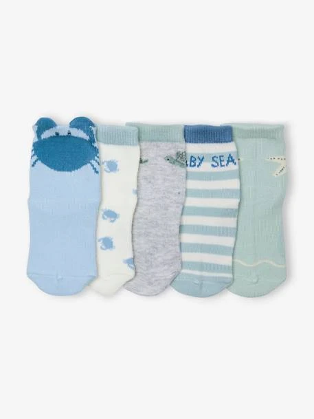 Lot De 5 Paires De Chaussettes "sea Baby" Bébé Vert D'eau - Vertbaudet 1 Lot De 5 Paires De Chaussettes "sea Baby" Bébé Vert D'eau - Vertbaudet