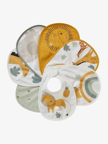 Lot De 7 Bavoirs Naissance En Coton Bio* Vertbaudet Blanc Jungle - Vertbaudet 1 Lot De 7 Bavoirs Naissance En Coton Bio* Vertbaudet Blanc Jungle - Vertbaudet