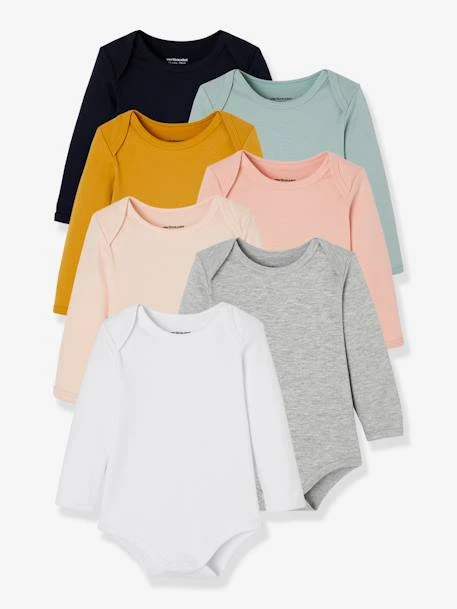 Lot De 7 Bodies Manches Longues Ouverture US Bébé BASICS Lot Vert Grisé - Vertbaudet 1 Lot De 7 Bodies Manches Longues Ouverture US Bébé BASICS Lot Vert Grisé - Vertbaudet
