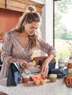 Lunch Box En Coton Enduit Marine étoiles - Vertbaudet -Vertbaudet Soldes Magasin lunch box en coton enduit 2