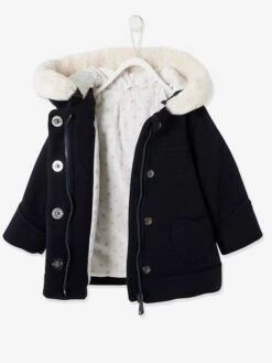 Manteau à Capuche Bébé Fille Encre - Vertbaudet -Vertbaudet Soldes Magasin manteau a capuche bebe fille 2