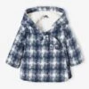 Manteau à Carreaux Bébé Ouverture Croisée Carreaux Bleu Foncé - Vertbaudet