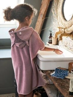 Poncho De Bain Personnalisable Biche Parme - Vertbaudet