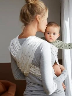 Porte-bébé 2 Bandeaux à Croiser Sans Nouage Ivoire Imprimé - Vertbaudet -Vertbaudet Soldes Magasin porte bebe 2 bandeaux a croiser sans nouage 2