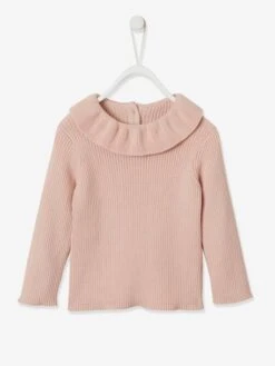 Pull à Collerette Bébé Rose Fumé - Vertbaudet -Vertbaudet Soldes Magasin pull a collerette bebe 4