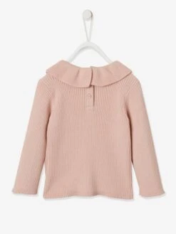 Pull à Collerette Bébé Rose Fumé - Vertbaudet -Vertbaudet Soldes Magasin pull a collerette bebe 5