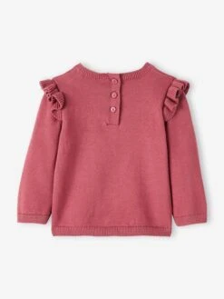 Pull à Volants Cerise Bébé Avec Pompons Lilas - Vertbaudet -Vertbaudet Soldes Magasin pull a volants cerise bebe avec pompons 1