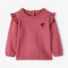 Pull à Volants Cerise Bébé Avec Pompons Lilas - Vertbaudet